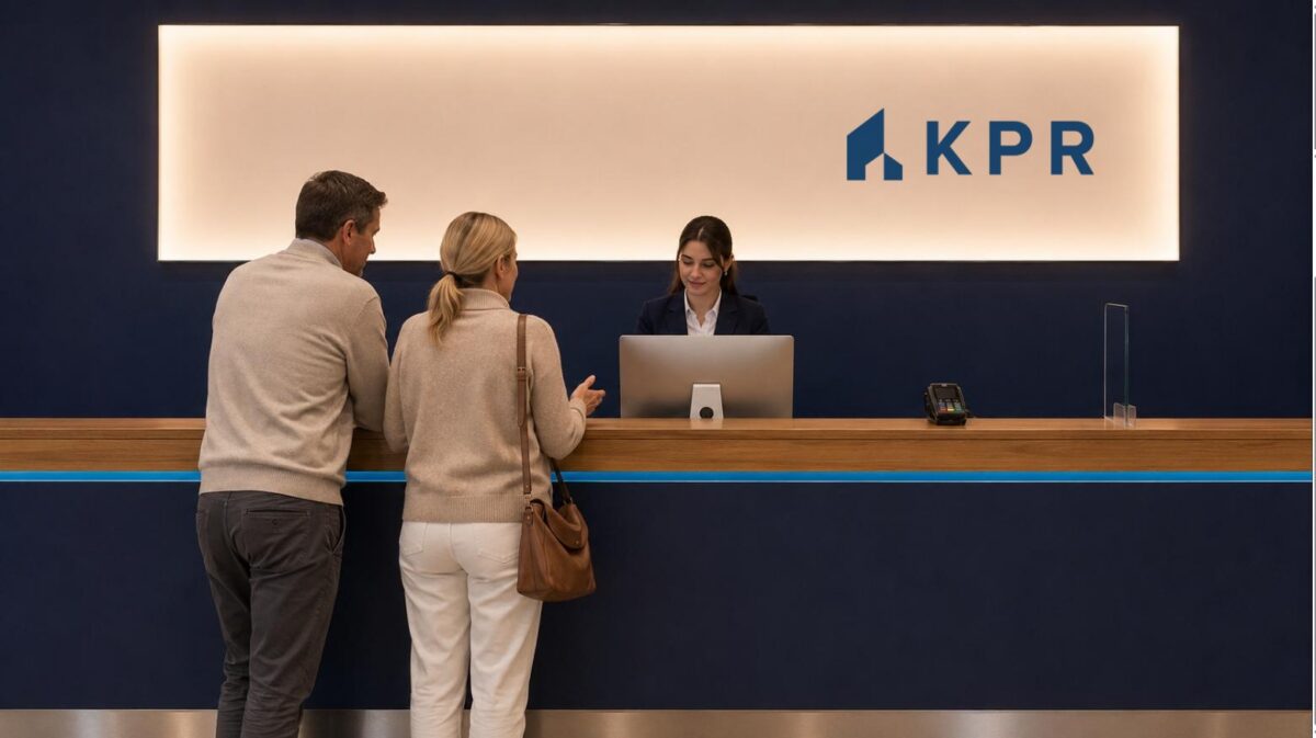 Two sellers booking a campaign space at the KPR booking desk