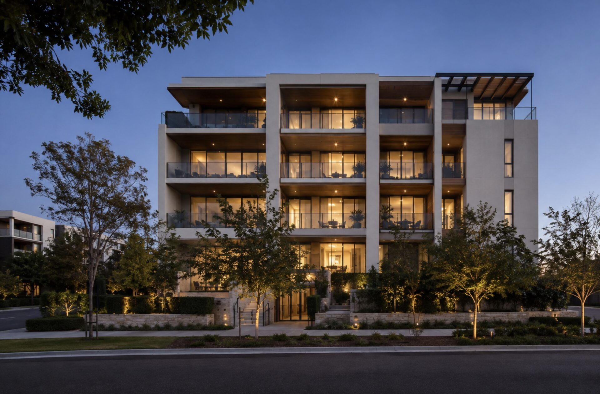 Perth apartment building at dusk