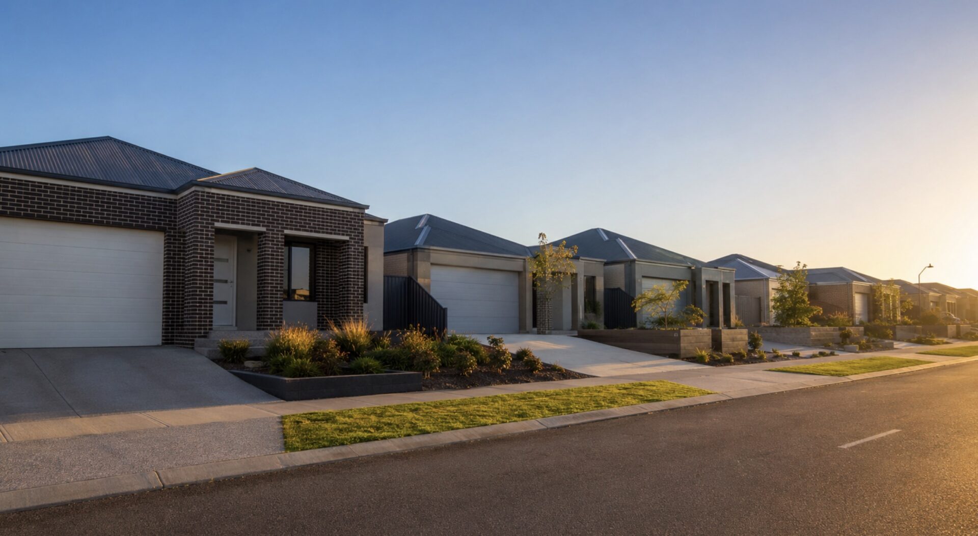 Perth suburban streetscape at golden hour