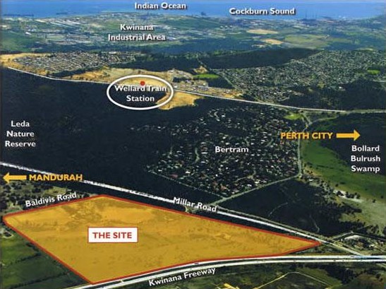 Baldivis land estate site aerial, a project Tony Beamish initiated and sold to a developer