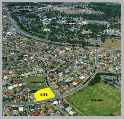 Murdoch Mews development site aerial, a project marketed by Tony Beamish