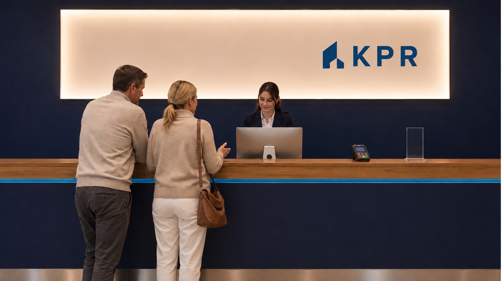 Two sellers booking a campaign space with a KPR salesperson at the KPR booking desk