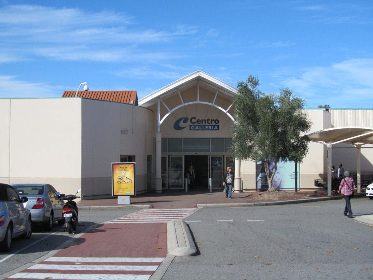The Bishop Street entrance of the Galleria shopping centre, Morley