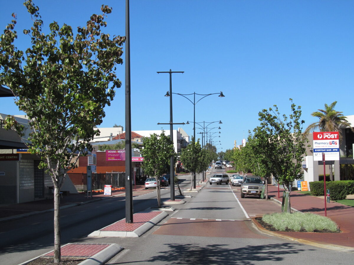 Scarborough Beach Road looking east from Matlock Street, Mount Hawthorn